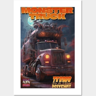 Halloween Monster Truck Terror in a Tiny Driveway Posters and Art